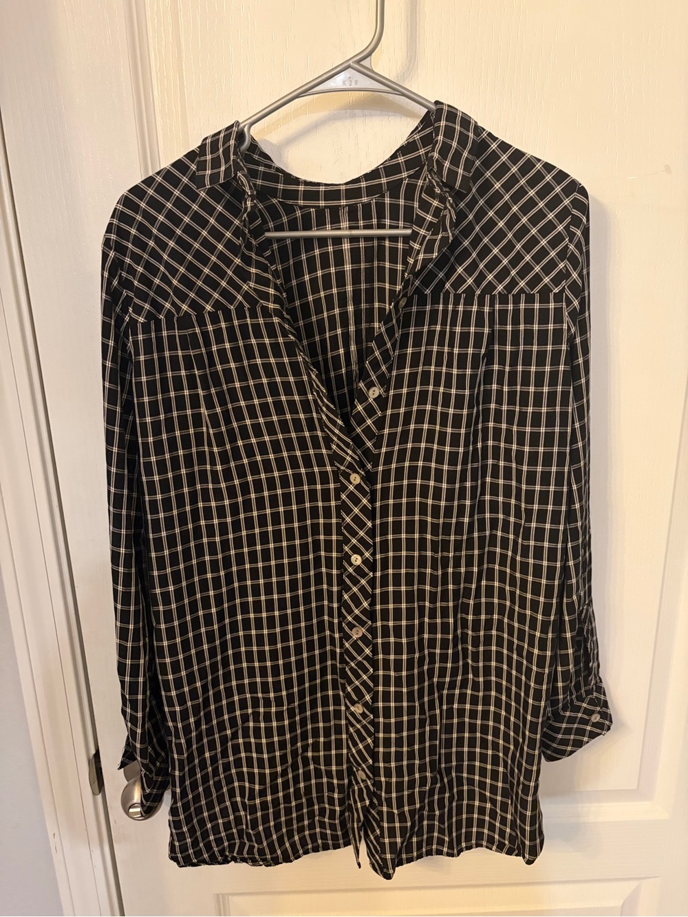 J. Jill Black and White Checked Button-Up Men’s Shirt